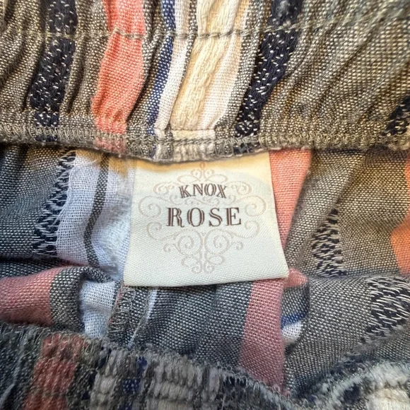 Knox Rose Women’s Striped Wide-Leg Capri Pants in Blue, Pink, White Size Small - Picture 3 of 9